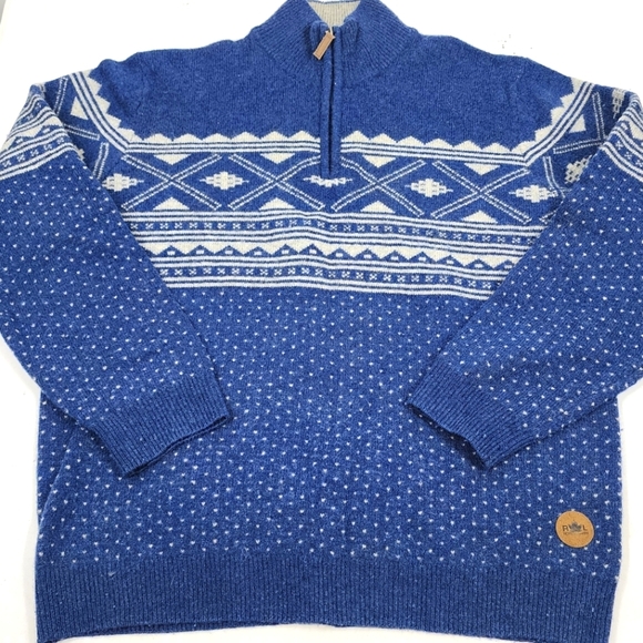 Rover & Lakes Fair Isle Lambswool blend 1/4 Zip Pullover Sweater 56 XXL - Picture 1 of 6